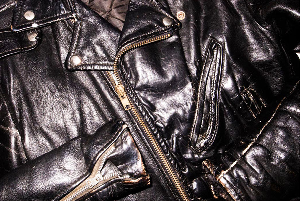 fade-of-the-day-lesco-double-rider-leather-jacket-10-years-unknown-cleanings-detailed