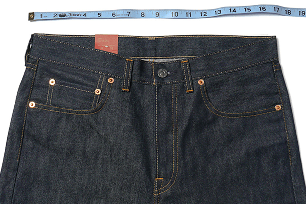 Buying-Your-First-Pair-Of-Raw-Denim-The-Beginners-Guide Based upon this pair of LVC 501, the denim measures approximately 16'', or 32