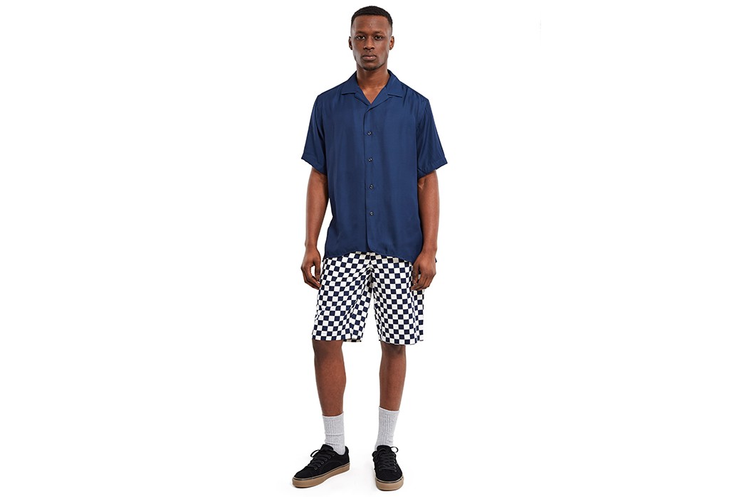 dickies-1922-x-opening-ceremony-dickies-classic-work-shorts-blue-shirt-black-and-white-pants