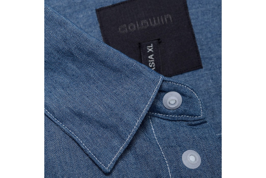 Goldwin’s Indigo GO41703 Utility Short Sleeve Shirt is Made of Indigo and Paper