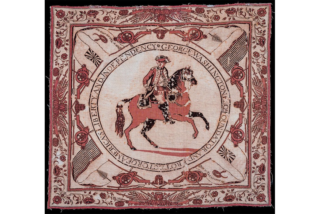 The-History-of-the-Bandana-John-Hewson's-original-bandana-design-of-George-Washington-on-horseback,-c.-1780