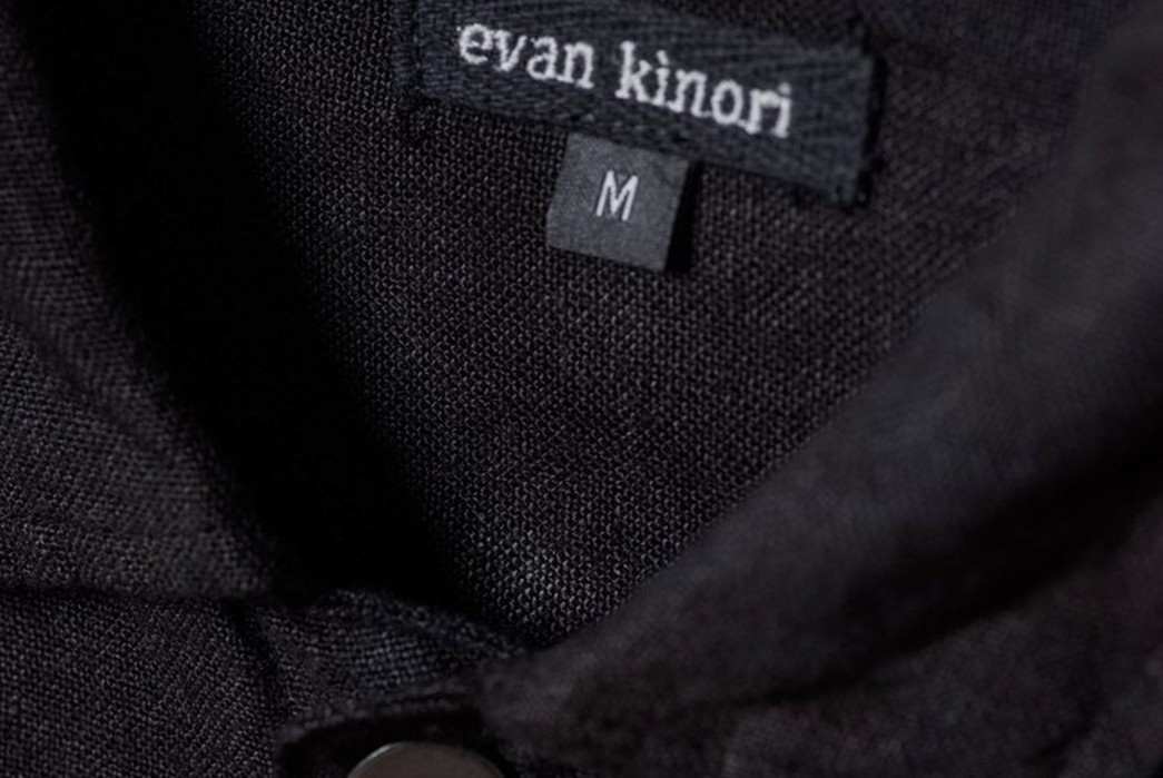 Evan-Kinori-Black-Linen-Pleated-Jacket-front-inside-label