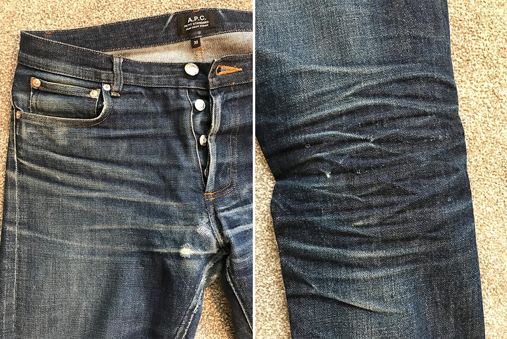 Fade-of-the-Day---A.P.C.-Petit-Standard-(1-Years,-2-Washes,-1-Soak)-front-top-right-and-leg
