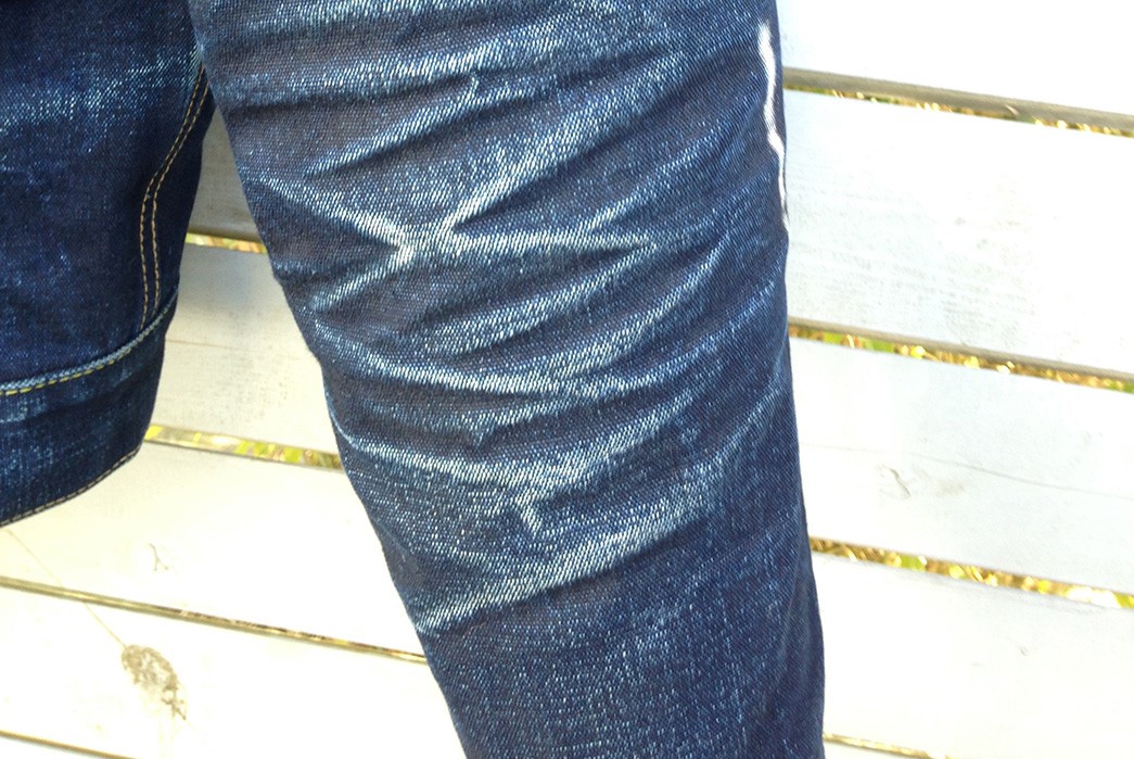 Fade-of-the-Day---Iron-Heart-IHxVS-T1-DD-jacket-(1.5-Years,-3-Washes,-2-Soaks)-sleeve-down