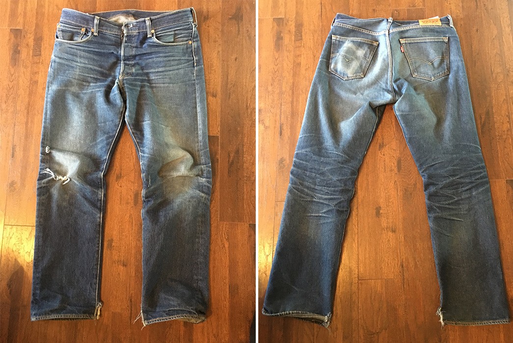 Levi's 501 Shrink-to-Fit (7 Months, 1 Wash, 2 Soaks) - Fade of the Day