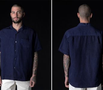 Older-Brother's-Geri-Shirt-is-Indigo-Dyed-and-Literally-Made-of-Paper-model-front-back