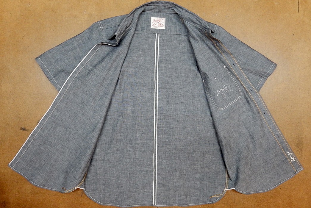 Roy-Charcoal-BBQ-Shirt-in-Japanese-Selvedge-Chambray-front-open