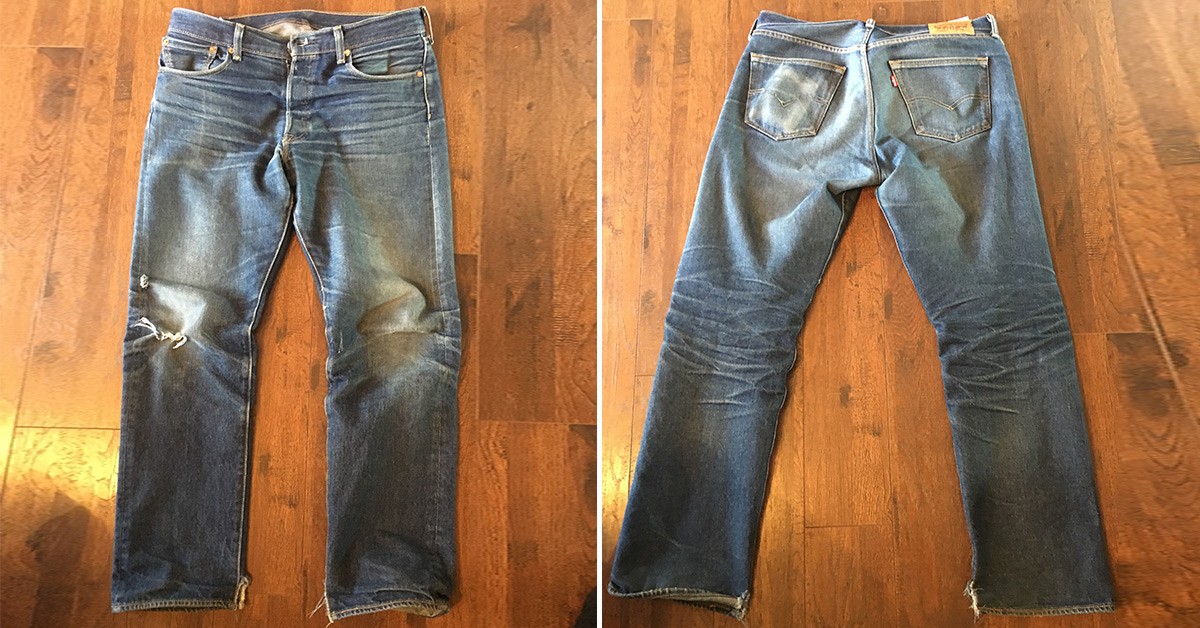 Levi's 501 Shrink-to-Fit (7 Months, 1 Wash, 2 Soaks) - Fade of the Day