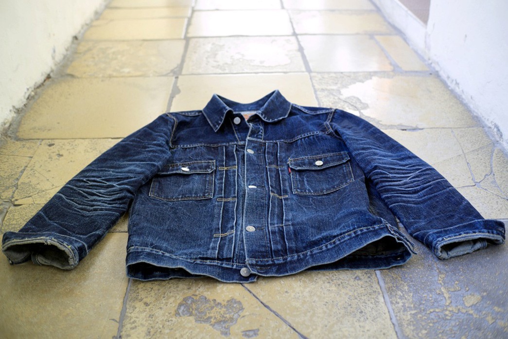 Fade-Friday---TCB-'50s-Type-II-Jacket-(3.5-Years,-12-Washes,-1-Soak)-front-perspective