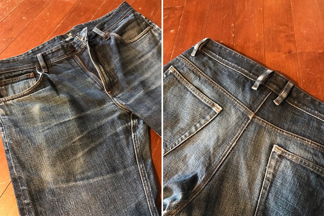 Fade-of-the-Day---Todd-Shelton-Pro-Selvedge-Raw-(21-Months,-3-Washes)-front-back-top-detailed