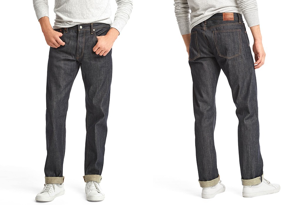 Gap-Japanese-Selvedge-Straight-Raw-Denim-Jeans-model-front-back