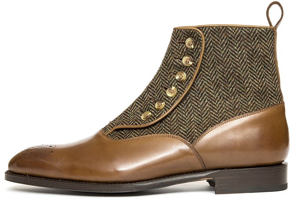 Leather-Fabric-Boots---Five-Plus-One 2) J. Fitz Patrick Westlake in Hazel CalfForest Tweed