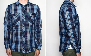 Rogue-Territory's-Online-Exclusive-Indigo-Plaid-BM-Work-Shirt-model-front-side