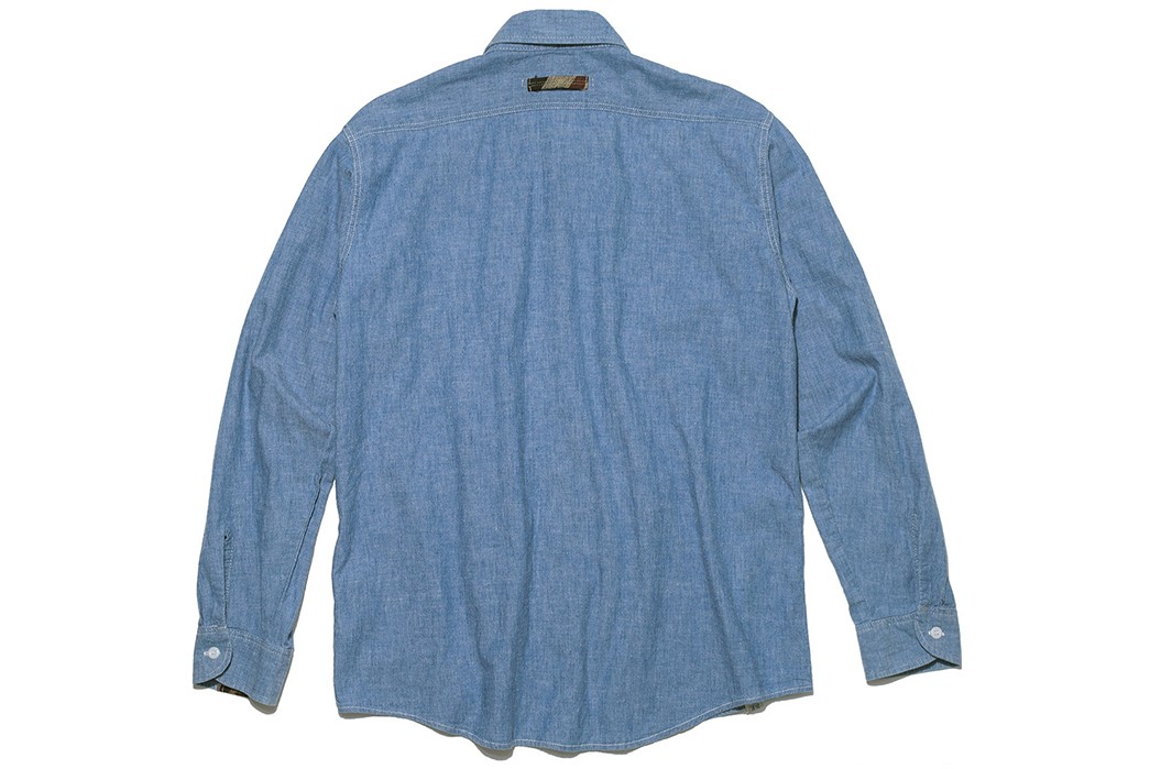 Atelier-&-Repairs'-Unique-Up-Cycled-Chambray-Shirts-are-Made-Using-Vintage-Fabrics-blue-light-back