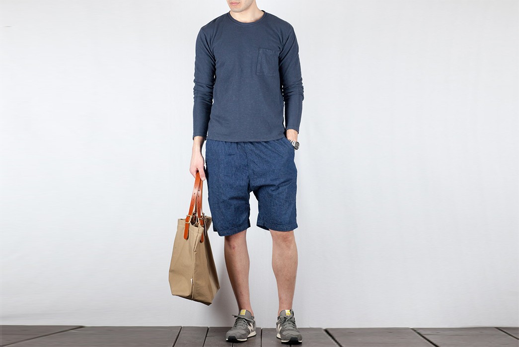 Boulder-Your-Blues-Away-with-orSlow's-Denim-Climbing-Shorts-model-front