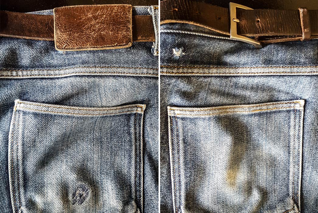 Fade-of-the-Day---Naked-&-Famous-Heavy-Soft-Slim-Guy-(20-Months,-15-Washes,-1-Soak)-back-pockets-with-belt-and-leather-patch