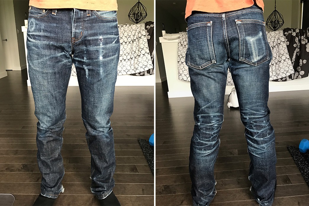 Fade-of-the-Day---Naked-&-Famous-Japan-Heritage-(2-Years,-2-Washes)-model-front-back