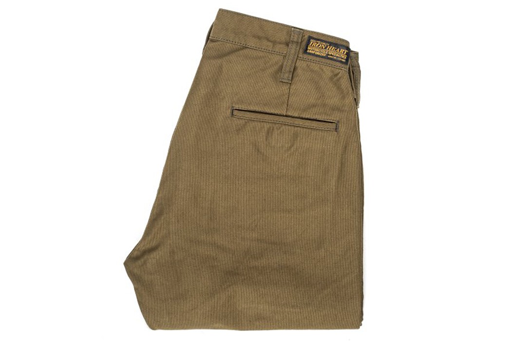 Iron-Heart-IH-816-OLV-Olive-Cotton-Whipcord-Work-Pants-folded