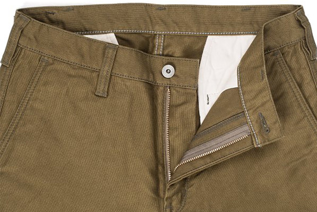 Iron-Heart-IH-816-OLV-Olive-Cotton-Whipcord-Work-Pants-front-top