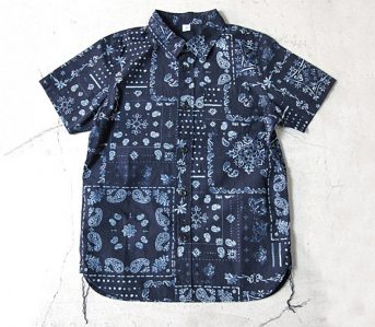 Pure-Blue-Japan-Paisley-Discharge-Print-Deep-Indigo-Short-Sleeve-Shirt-front