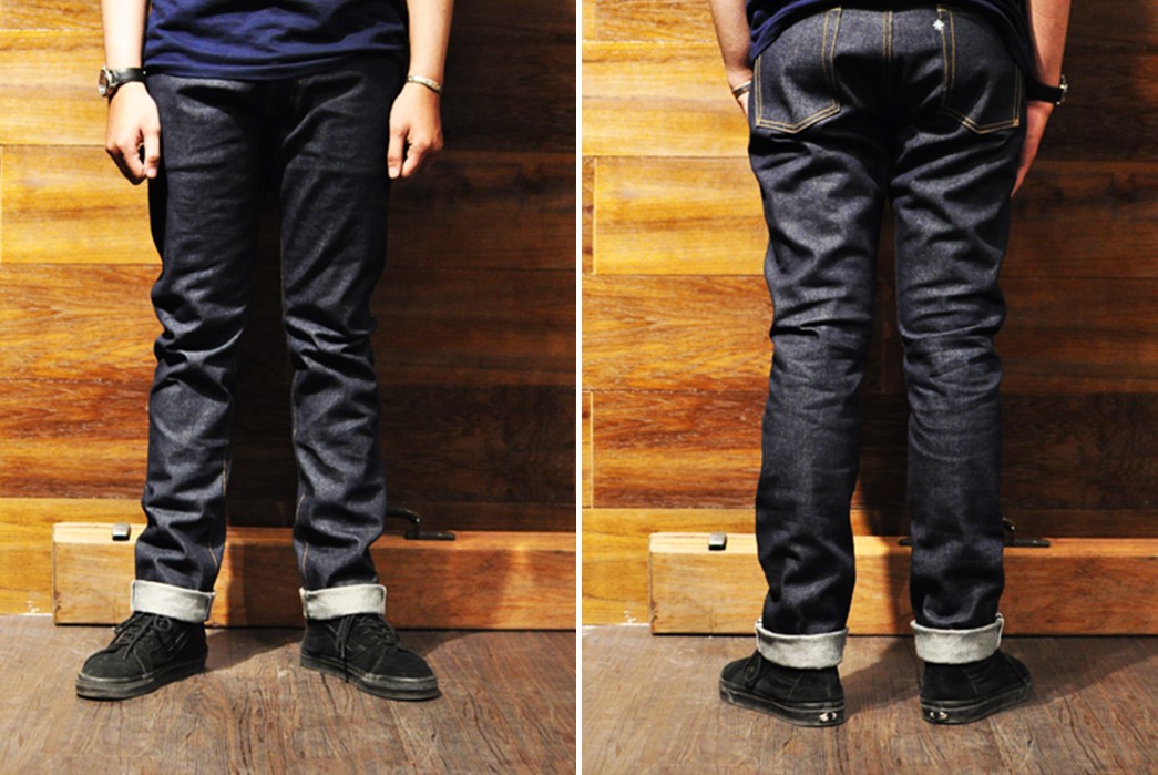 Sage-14oz.-Deep-Indigo-Rover-Denim-Jeans-model-front-back
