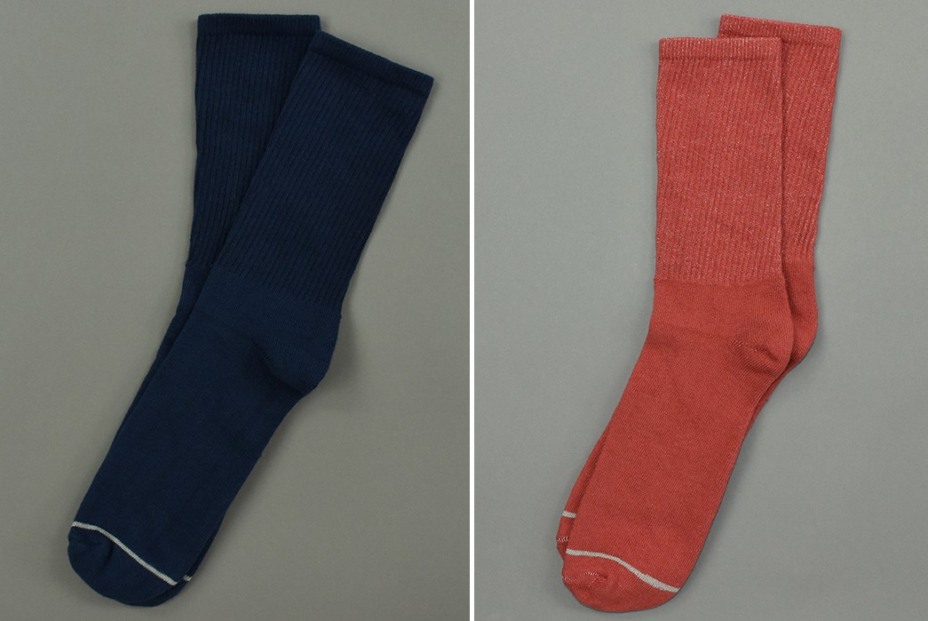 American-Trench's-Latest-Socks-Have-Actual-Silver-Woven-Into-Them-dark-blue-and-red