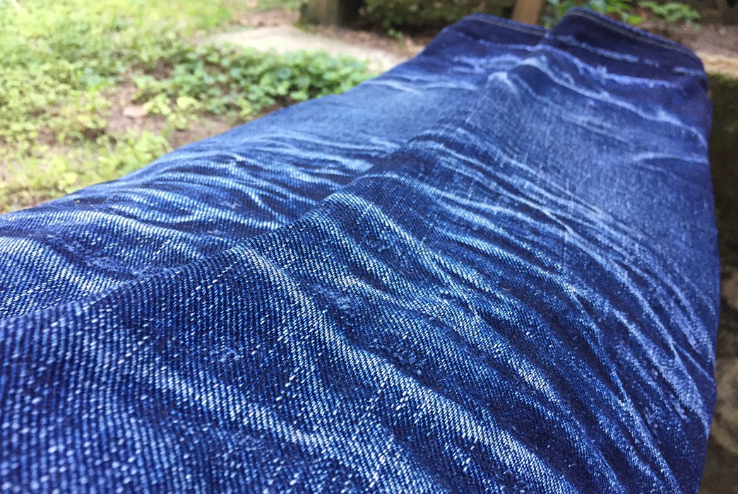 Fade-Friday---Iron-Heart-SExIH22-301s-(2.5-Years,-Unknown-Washes,-1-Soak)-back-legs-perspective