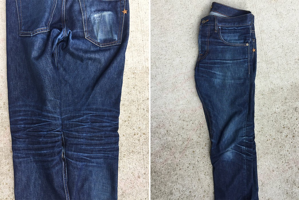Fade-of-the-Day---Brave-Star-Selvage-Slim-Taper-2.0-(2-Years,-2-Soaks)-back-and-folded