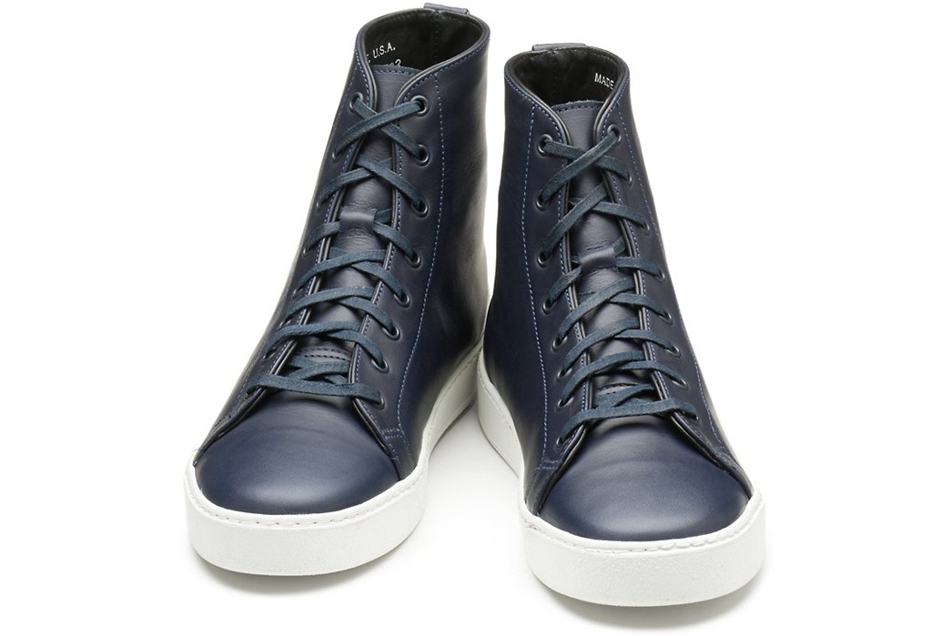 High-Top-Leather-Sneakers---Five-Plus-One-5)-Rancourt-Court-Classic-High-in-Navy