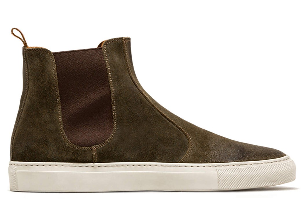 High-Top-Leather-Sneakers---Five-Plus-One-Plus-One---Buttero-High-Top-Slip-On-in-Army-Green