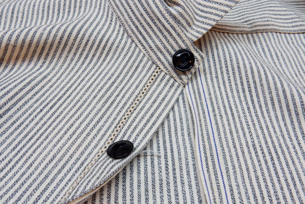 Roy-6oz.-Selvedge-Cotton-Chambray-Stripe-Shirt-front-top-buttons