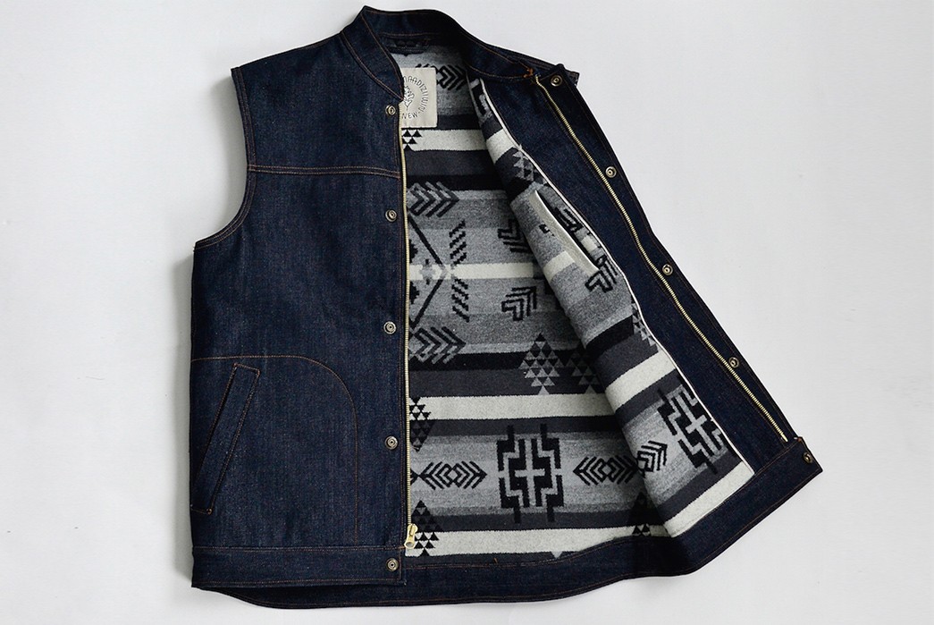 This-Selvedge-Denim-Vest-is-Cut,-Sewn,-and-Hunted-by-Ginew-Themselves-front-open