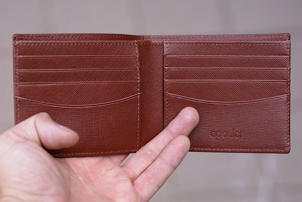 Epaulet's-Latest-Wallets-Use-the-Same-Leather-as-High-End-Designers-brown-open