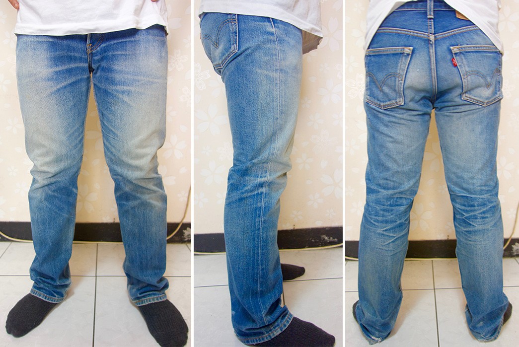 Fade-of-the-Day---Levi's-501-STF-(2-Years,-3-Washes,-1-Soak)-model-front-side-back