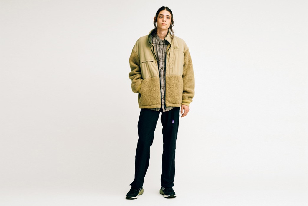 The-North-Face-Purple-Label-Fall-Winter-2017-Lookbook-male-with-beige-jacket-and-black-pants