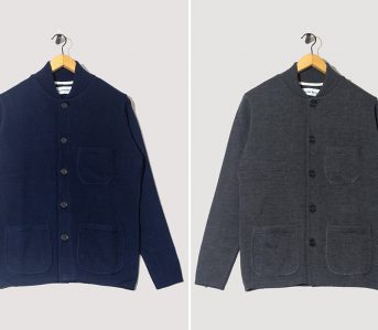 Universal-Works-Mixes-Chore-Coat-and-Cardigan-in-Their-Merino-Knit-Work-Jacket-navy-and-charcoal-front
