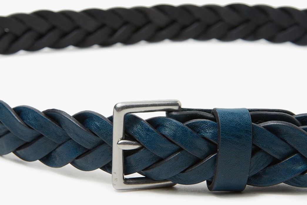 Woven-Leather-Belts---Five-Plus-One-2)-Caputo-&-Co.-Slim-Braided-Leather-Belt-in-Navy