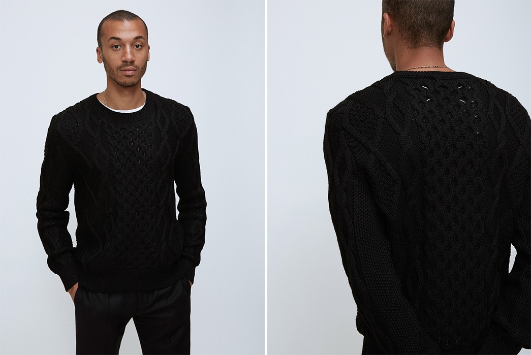 Cable-Knit-Sweaters---Five-Plus-One-5)-Maison-Margiela-Cable-Stitch-Pullover-in-Black
