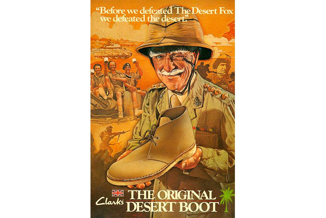 Clarks-from-Desert-Boot-to-Wallabee---History,-Inspiration,-and-Iconic-Products-A-vintage-Desert-Boot-ad.-image-via-Alfred-Gillett-Trust