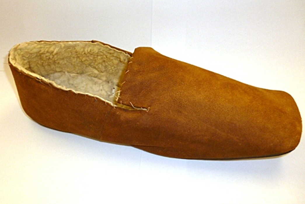 Clarks-from-Desert-Boot-to-Wallabee---History,-Inspiration,-and-Iconic-Products-Early-sheepskin-slippers-made-by-Clarks.-Image-via-Alfred-Gillett-Trust