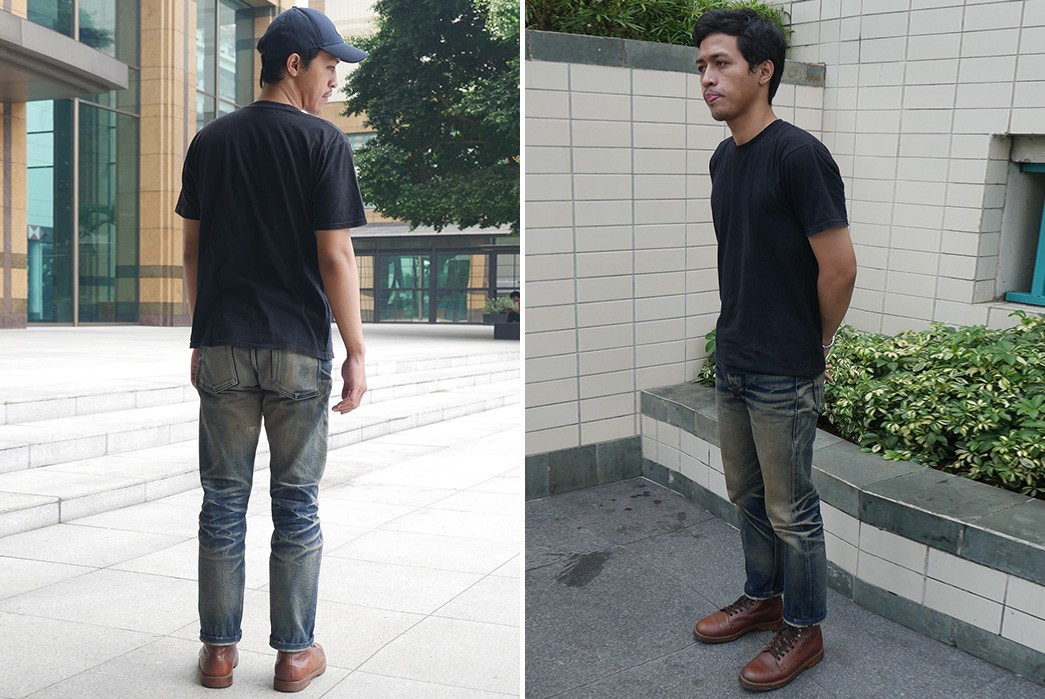 Fade-Friday---Naked-&-Famous-Elephant-2-(4-Years,-2-Washes)-model-back-and-front-side