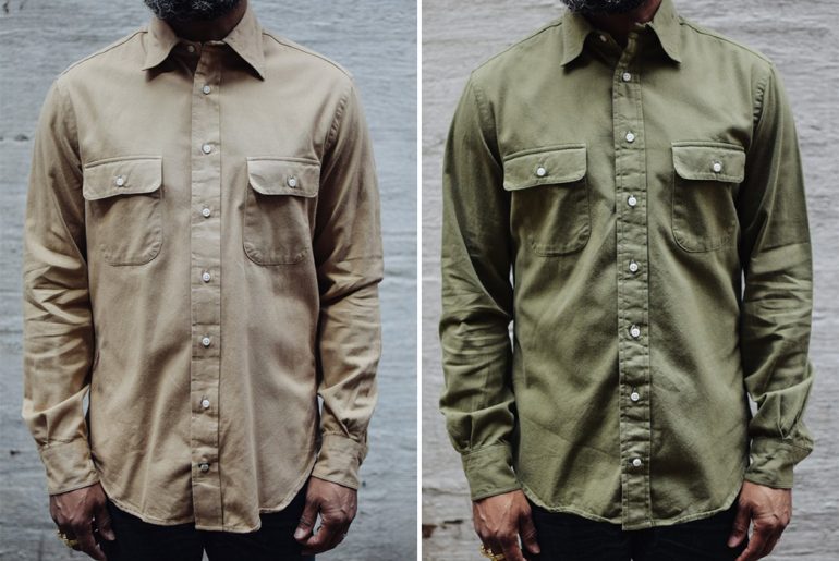 Gitman-Selvedge-Twill-Work-Shirt-tan-and-olive-front