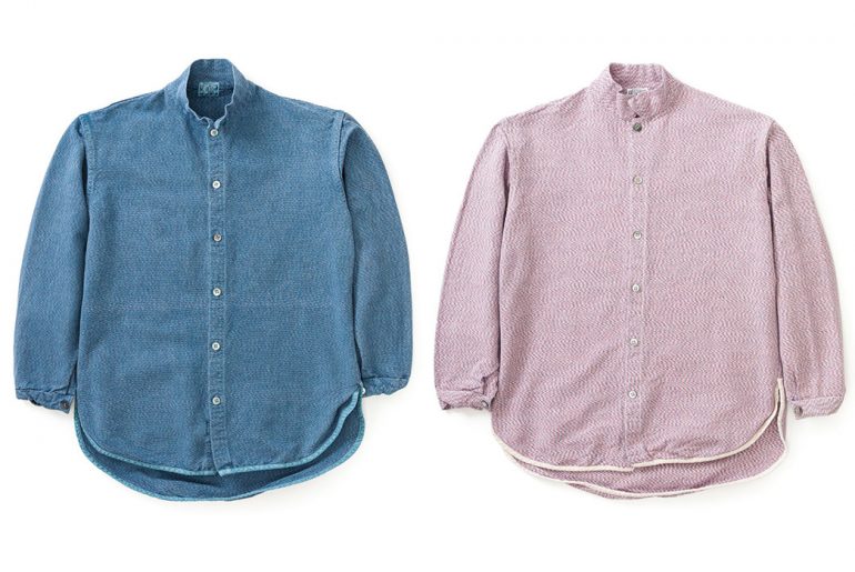 Tender's-Type-422-Tricolore-Weft-Bound-Shirts-are-Trippy-blue-and-light-rose-front