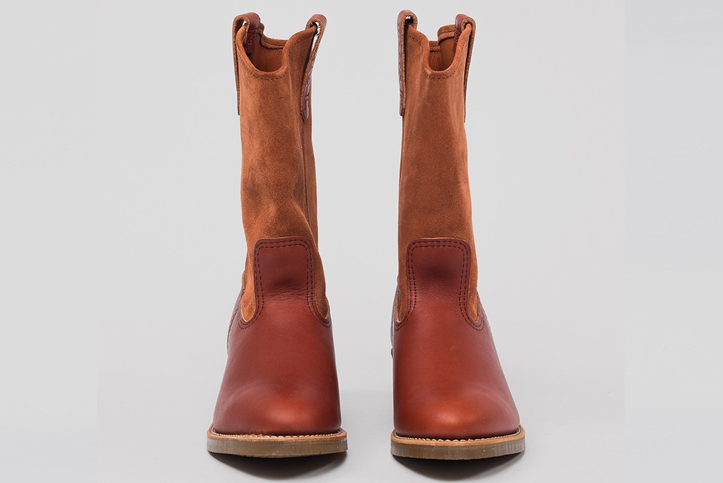 Eat-Dust-and-Red-Wing-Mix-Leathers-With-Their-Oro-Russet-Portage-Pecos-Boot-pair-front