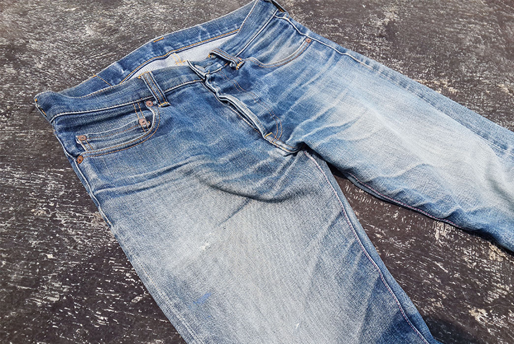 Fade-Friday---Momotaro-x-Japan-Blue-0700SP-(~4-Years,-Unknown-Washes)-front-top-perspective