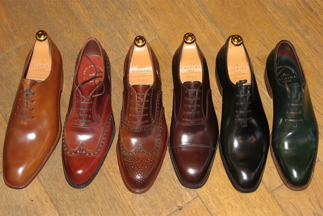 Shell-Cordovan---The-King-of-Leathers-Saddle-(very-light-brown),-Ruby-(red),-Cognac-(mid-brown),-Burgundy,-Black,-Green