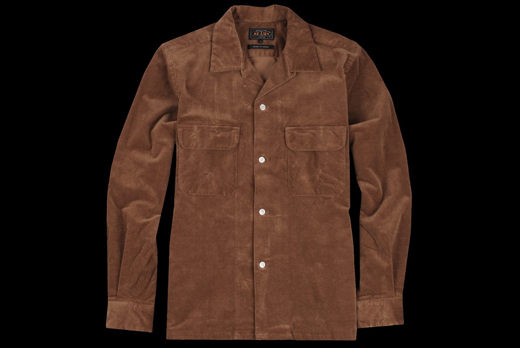 beams-made-in-japan-corduroy-open-collar-shirt-front
