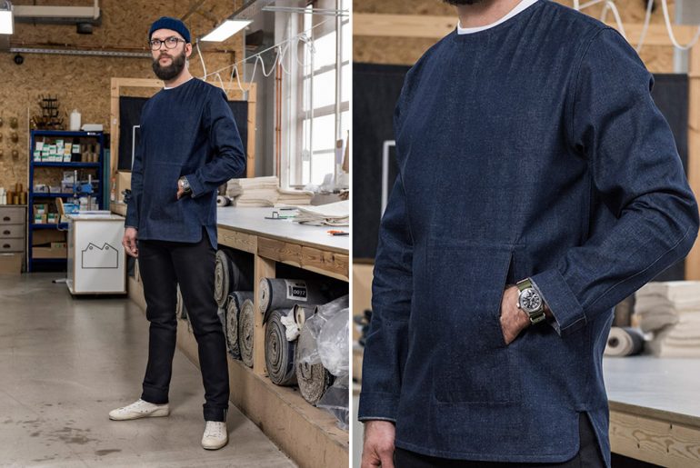 Blackhorse-Lane-Ateliers-Latest-Denim-is-Selvedge,-Neppy,-Also-a-Tunic-model-front-and-detailed