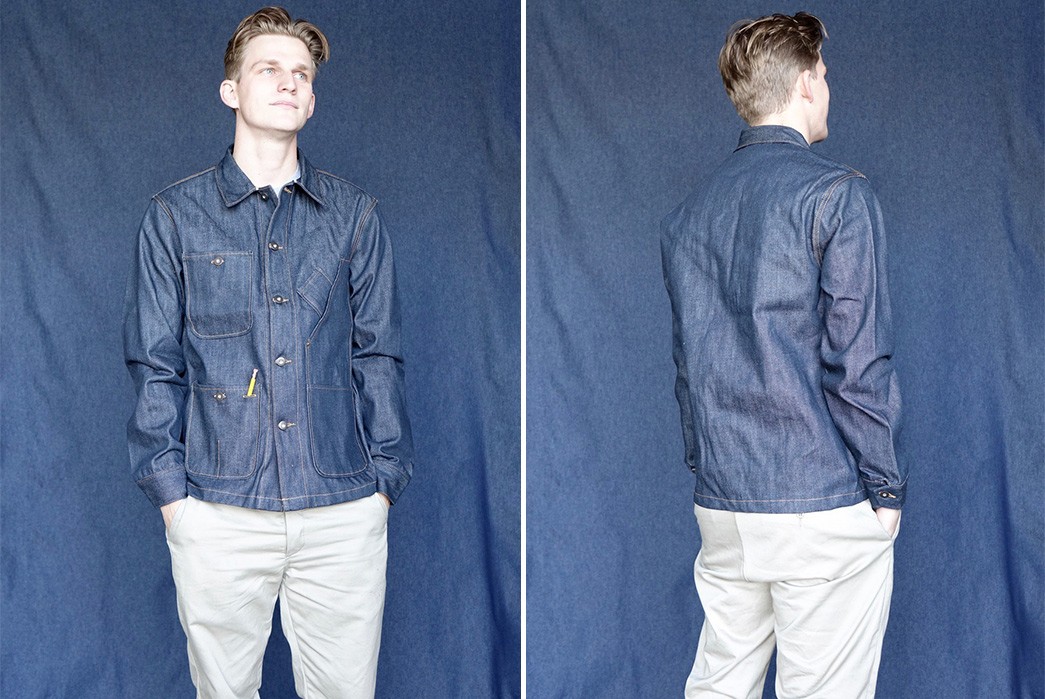 tellason-coverall-raw-denim-jacket-model-front-back