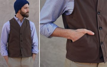 epaulet-made-in-los-angeles-sierra-vest-model-front-with-hat-and-hand-in-pocket